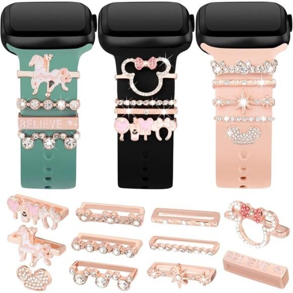 NEW 11pcs Rose Gold Apple Watch Band Charms
